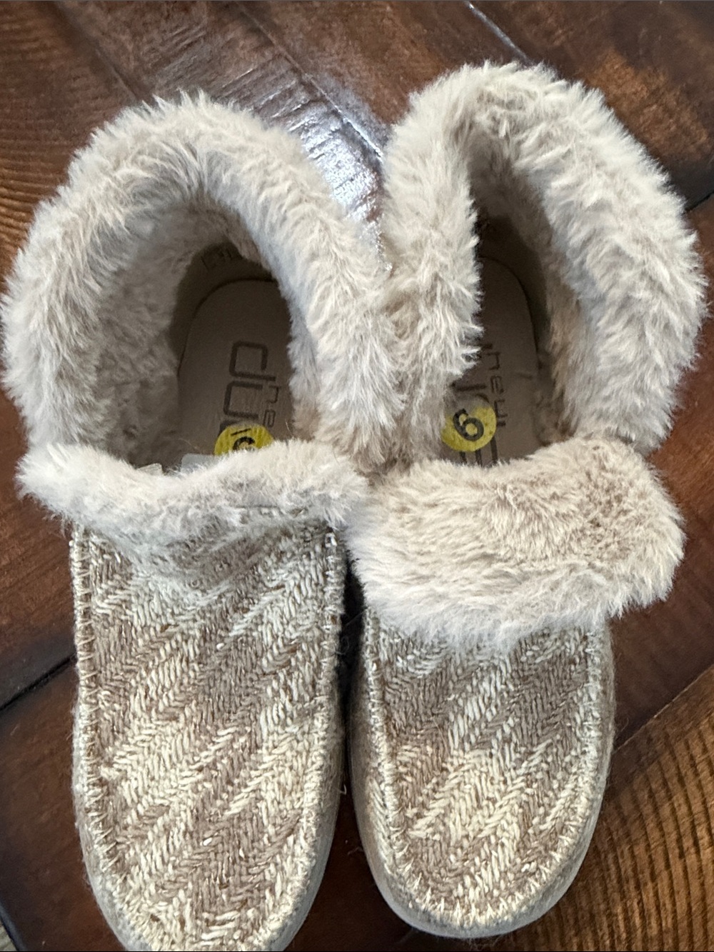 Hey Dude Faux-Fur Slip-On Shoes in Light Beige